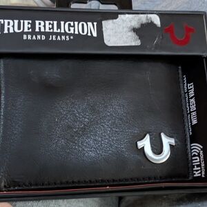 True Religion Black Leather Card Holder